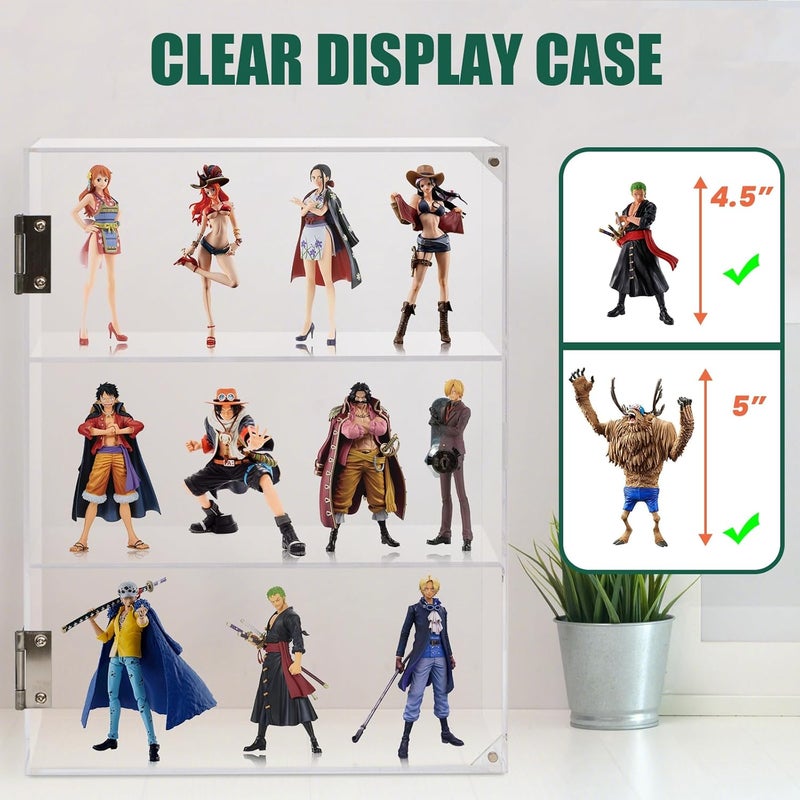 Xzunk Locking Display Case, Showcase Display Cabinet, 3-Tier Acrylic Display Case with Lock Key, Clear Countertop Display Cabinet with Shelves for Retail Store Collectibles Figures(11.8x5.9x15.7 inch) - Image 3